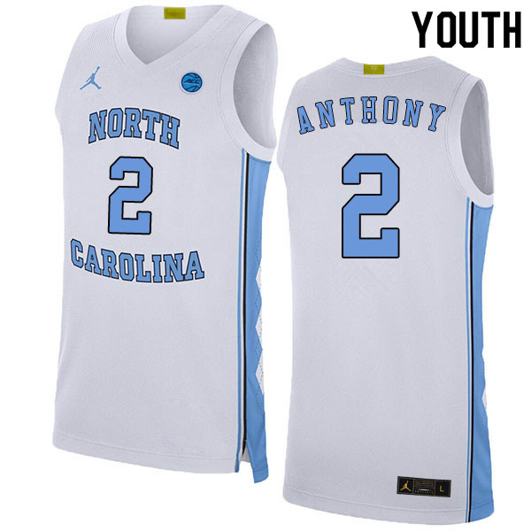2020 Youth #2 Cole Anthony North Carolina Tar Heels College Basketball Jerseys Sale-White